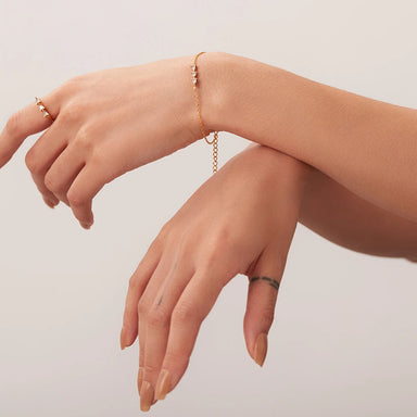 Dainty 18K Gold Plated Stainless Steel Fine Charm Mulit Cubic Zirconia Water Drop Pendant Bracelet for Women
