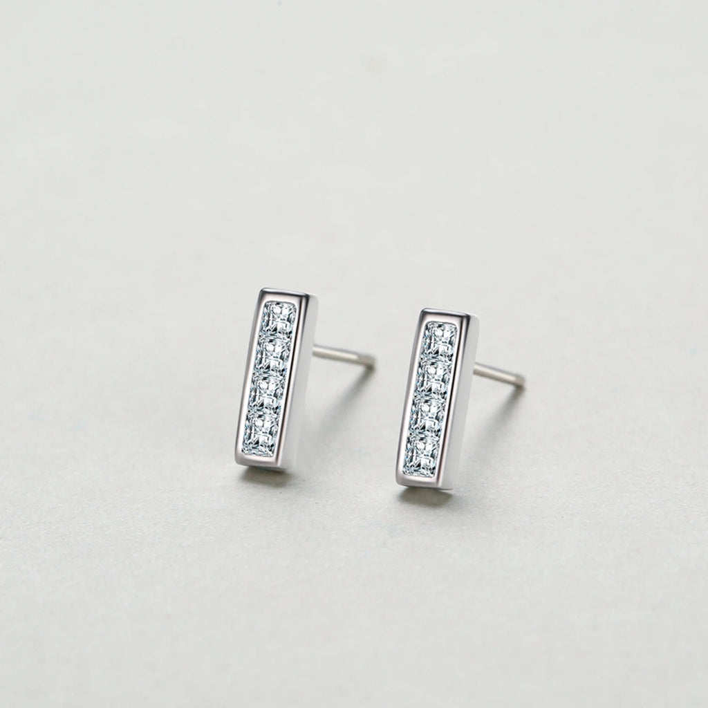925 Sterling Silver Simple Rectangle Stud Earrings - Kimiko