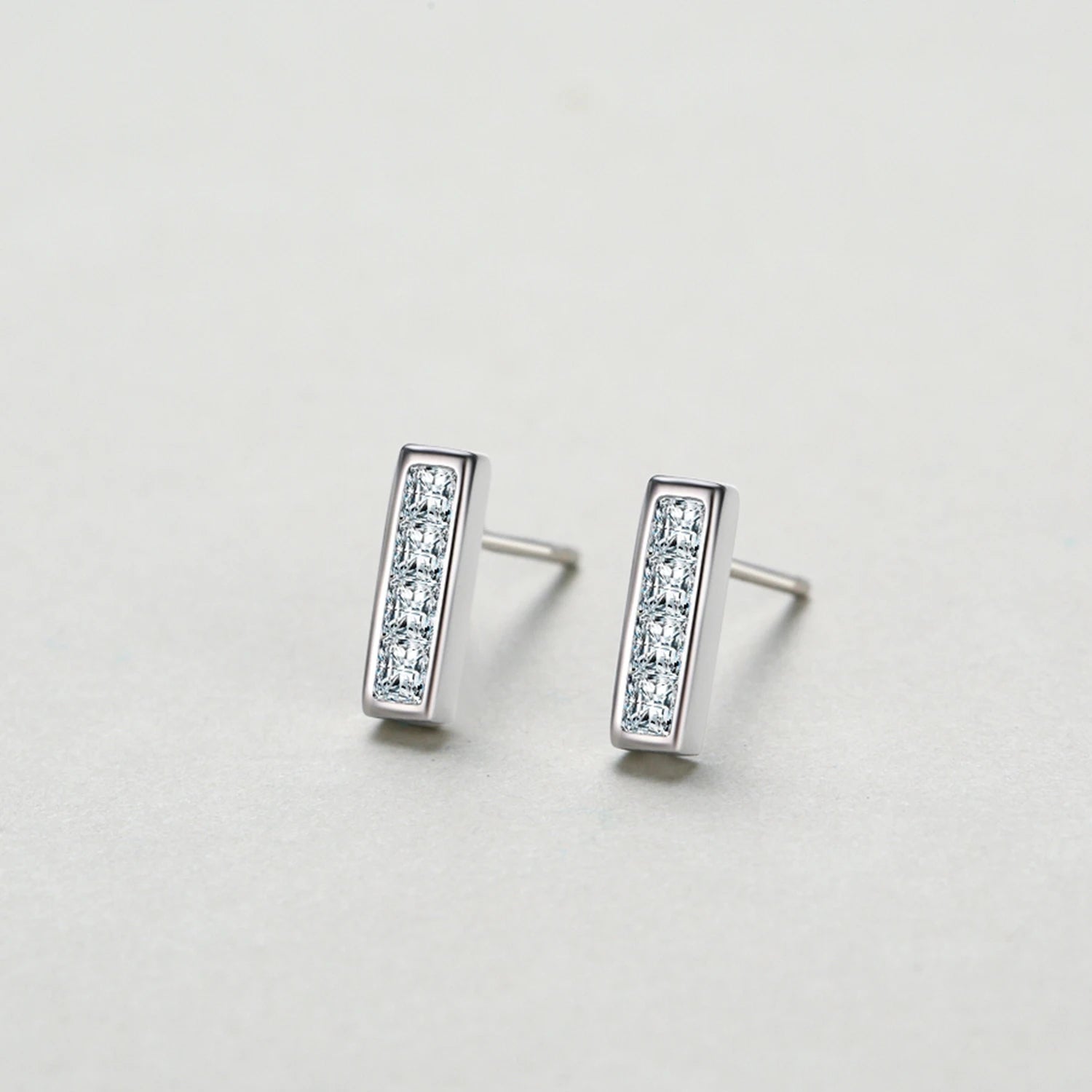 925 Sterling Silver Simple Rectangle Stud Earrings