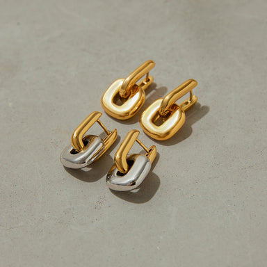 Two-Tone Oval Earrings Stackable