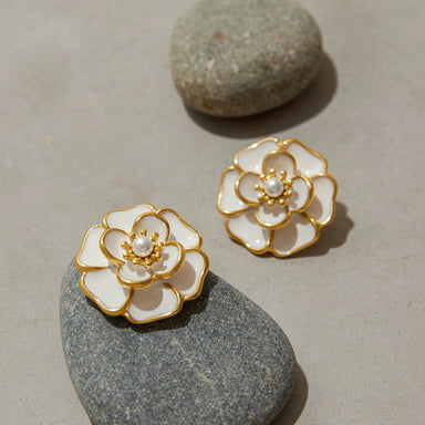 Resin Floral Earrings 18K Gold