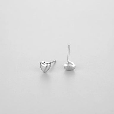 925 Sterling Silver Simple Heart Stud Earrings - Kimiko