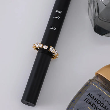 J&D 18K Gold Plated Stainless Steel Adjustable Irregular Zircon Opening Ring Personality Jewelry
