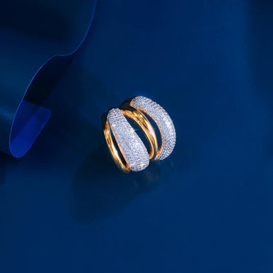 14k Gold Plated Micro Paved Cubic Zirconia  Adjustable Ring - Kimiko