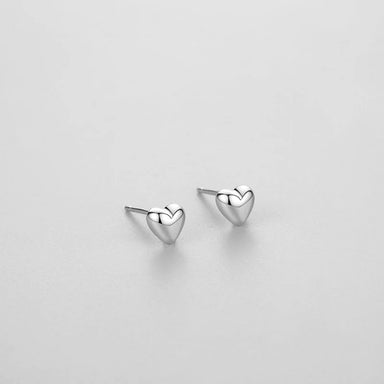 925 Sterling Silver Simple Heart Stud Earrings - Kimiko