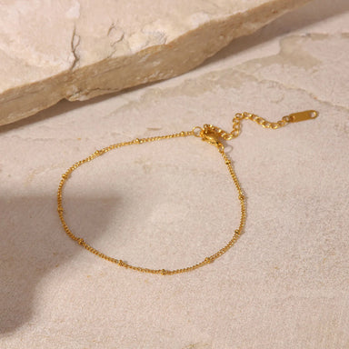 J&D 18k Gold Plated Stainless Steel Anklet Gold-Plated Trendy Chain Design Stylish Round Bead Anklet