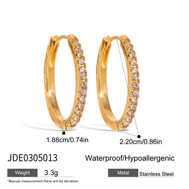 Half Stone Hoop Earring