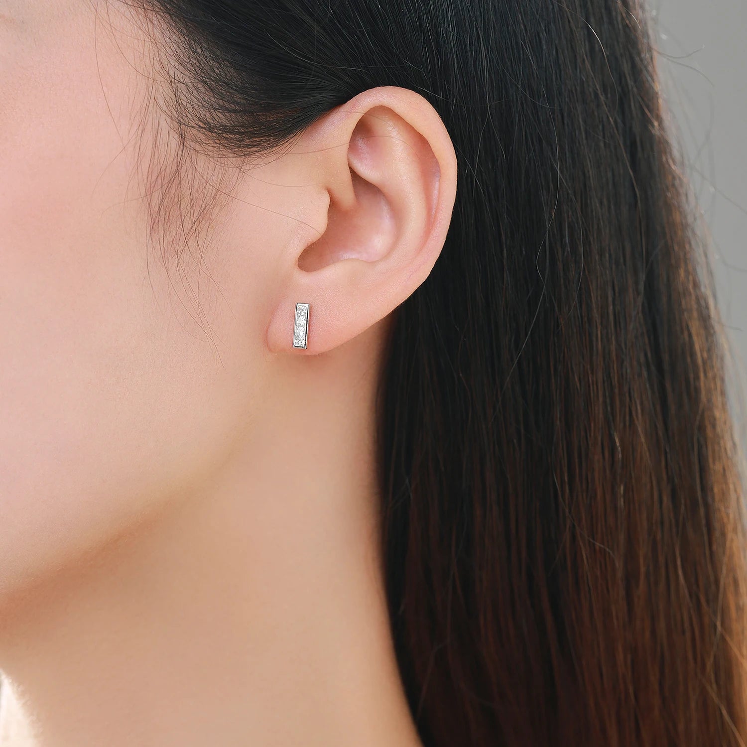 925 Sterling Silver Simple Rectangle Stud Earrings