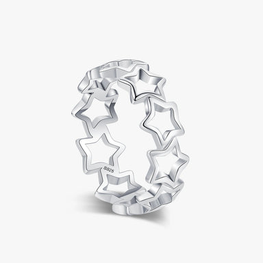 Ailmay Simple Hollow Star Real 925 Sterling Silver Rings for Women Girls Fine Design Ring Statement Jewelry Party Gift