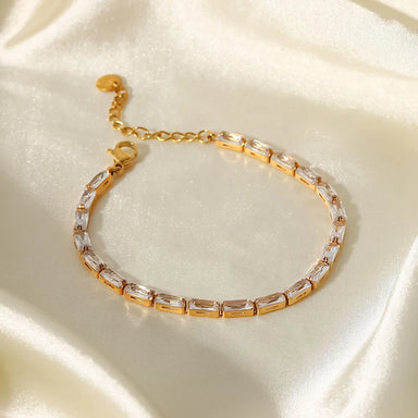 White Color Cubic Zirconia Circling Setting 18k Gold Plated  Stainless Steel Bracelets for Woman