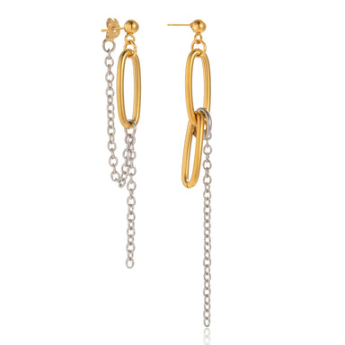 Two Tone Chain Tassel Earrings