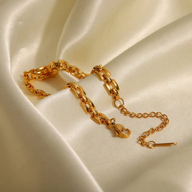 INS 18k Gold Plated Stainless Steel Jewelry Party Gift Geometric Wide Belt Bracelet for Girls