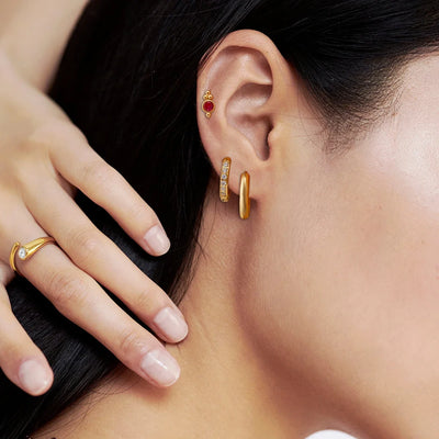 White Crystal Hoop Earrings Set
