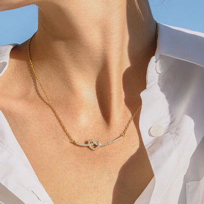 Eternal Love Heart Knot Smile Face Necklace