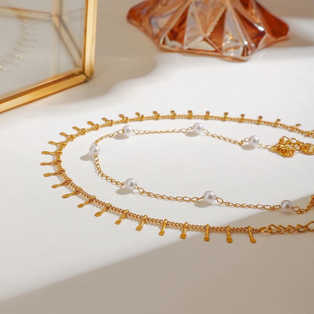 J&D New Arrival Stainless Steel Ocean Jewelry Vacation Style Chain Natural Freshwater Pearl Anklet