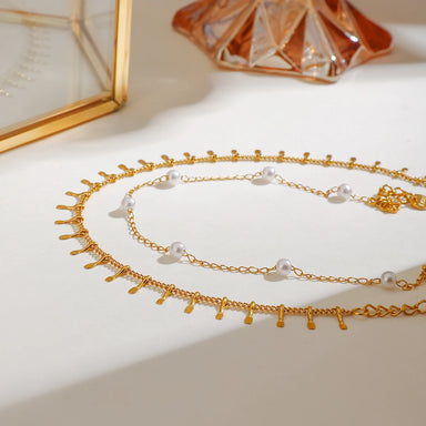 J&D New Arrival Stainless Steel Ocean Jewelry Vacation Style Chain Natural Freshwater Pearl Anklet