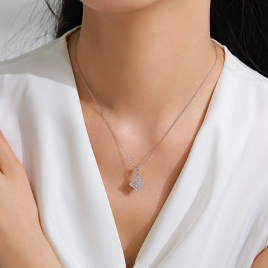 925 Sterling Silver Four-leaf Clover Shining Full-Zircon Lucky Pendant