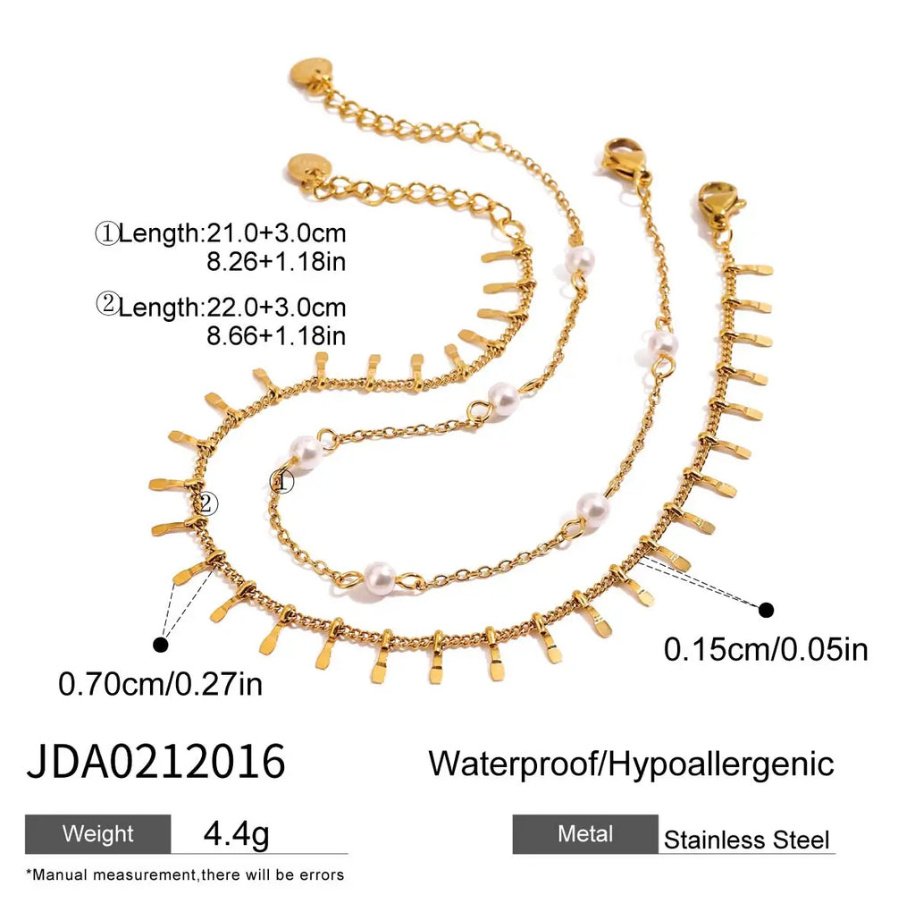 J&D New Arrival Stainless Steel Ocean Jewelry Vacation Style Chain Natural Freshwater Pearl Anklet