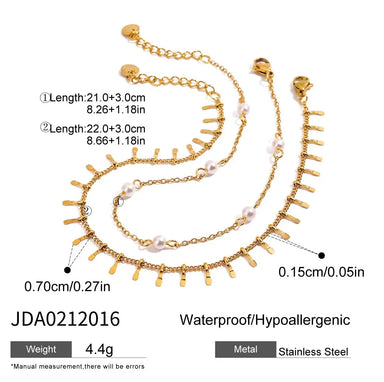 J&D New Arrival Stainless Steel Ocean Jewelry Vacation Style Chain Natural Freshwater Pearl Anklet