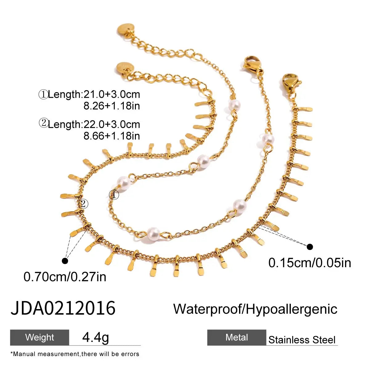 J&D New Arrival Stainless Steel Ocean Jewelry Vacation Style Chain Natural Freshwater Pearl Anklet