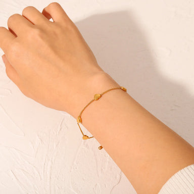 Fine Chain Hearts Charm Bracelet Gift Tarnish Free 18k Gold Plated Simple Jewelry Bracelet for Women