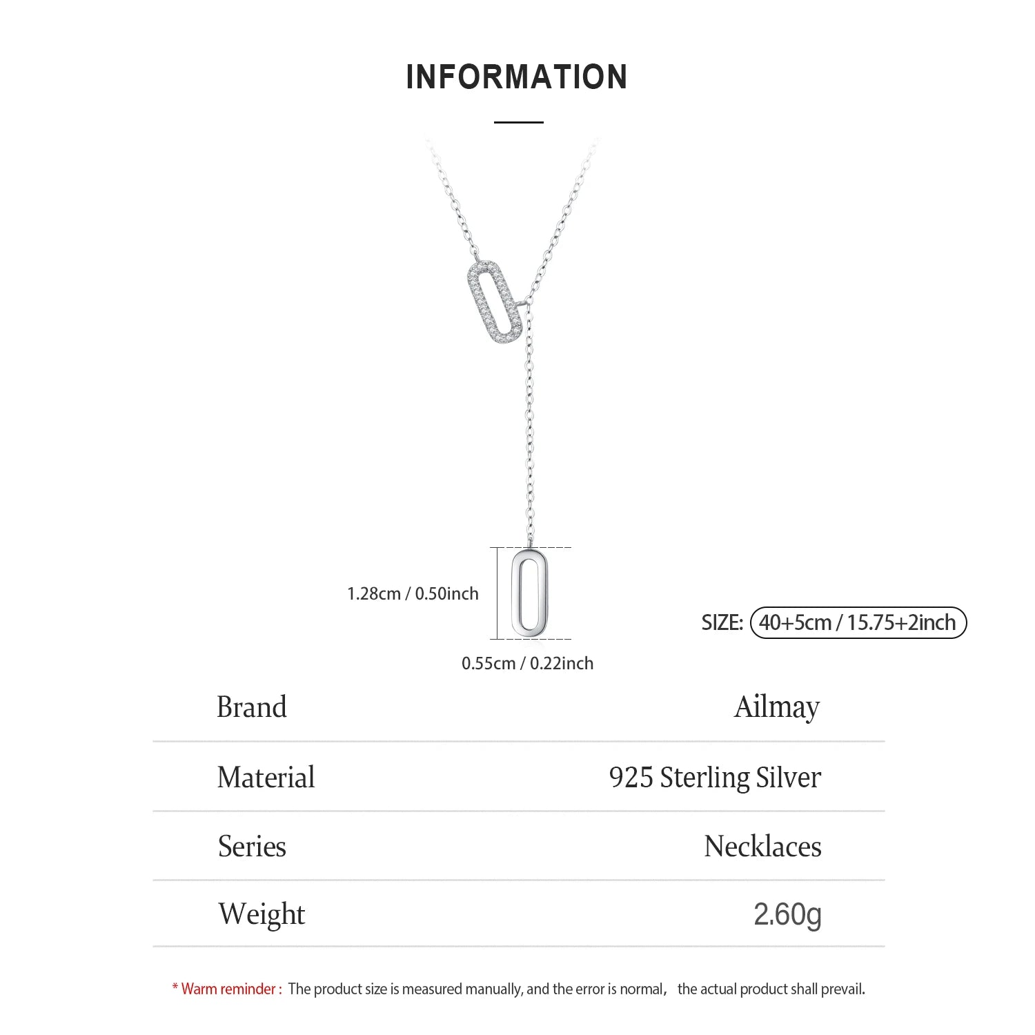 Paper Clip Shape Chain Y-Necklace