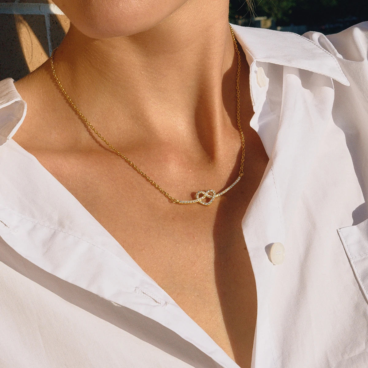Eternal Love Heart Knot Smile Face Necklace