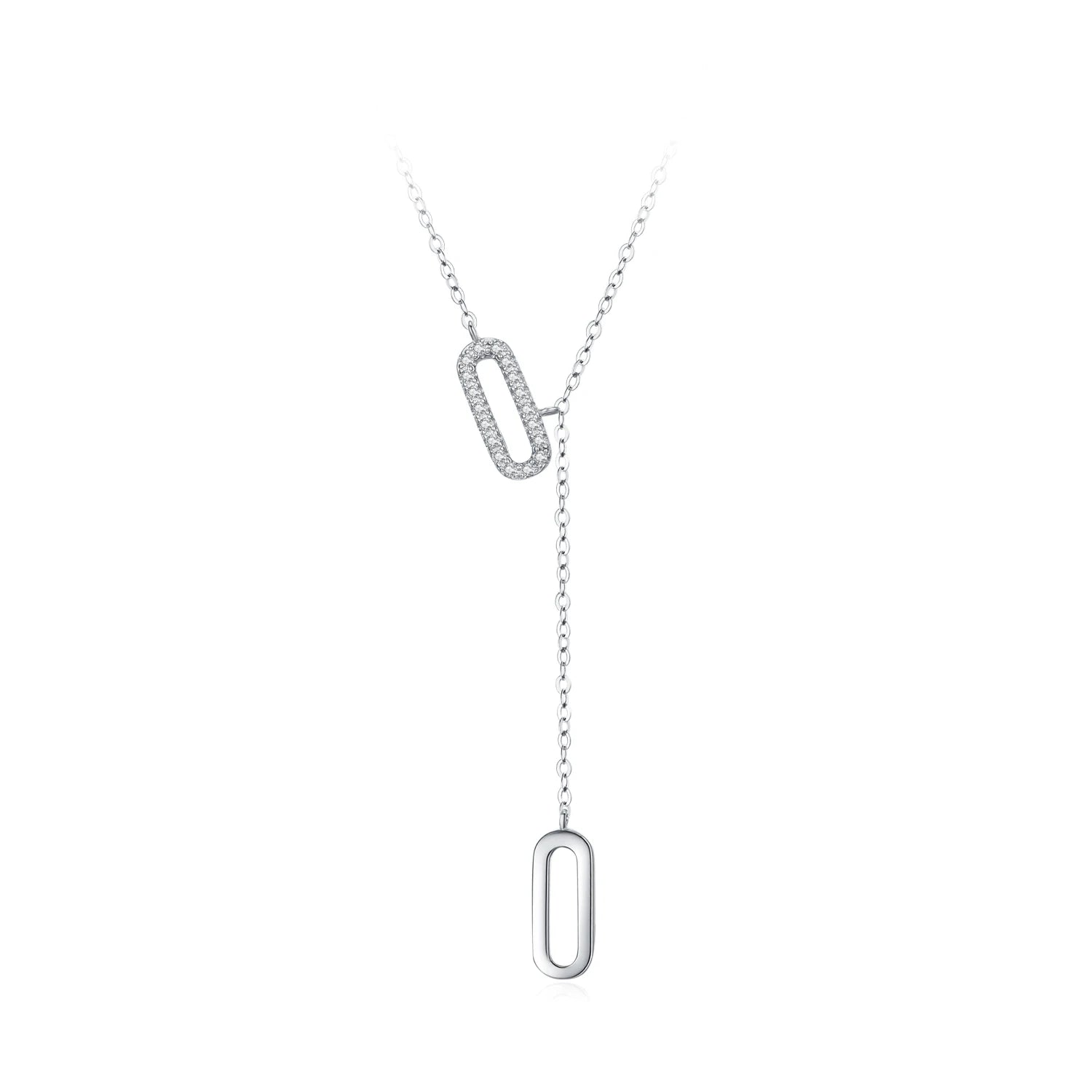 Paper Clip Shape Chain Y-Necklace