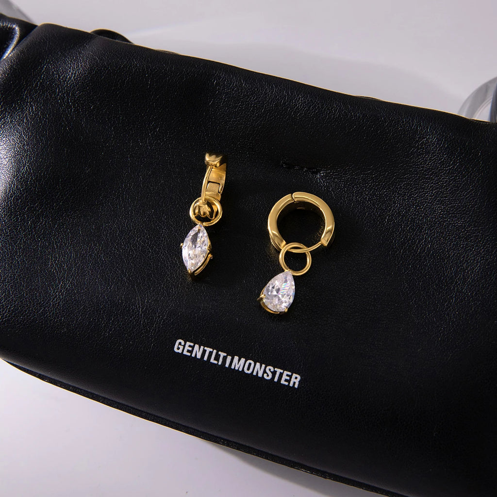 Teardrop Navette Asymmetrical Earrings