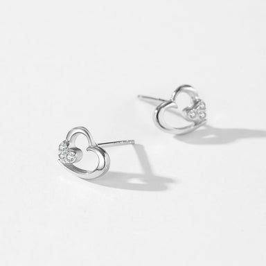 925 Sterling Silver Zircon Earrings Heart - Kimiko