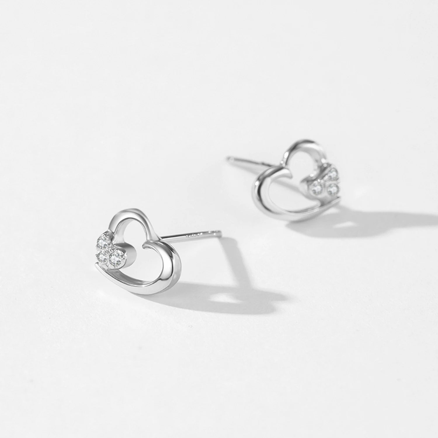 925 Sterling Silver Zircon Earrings Heart
