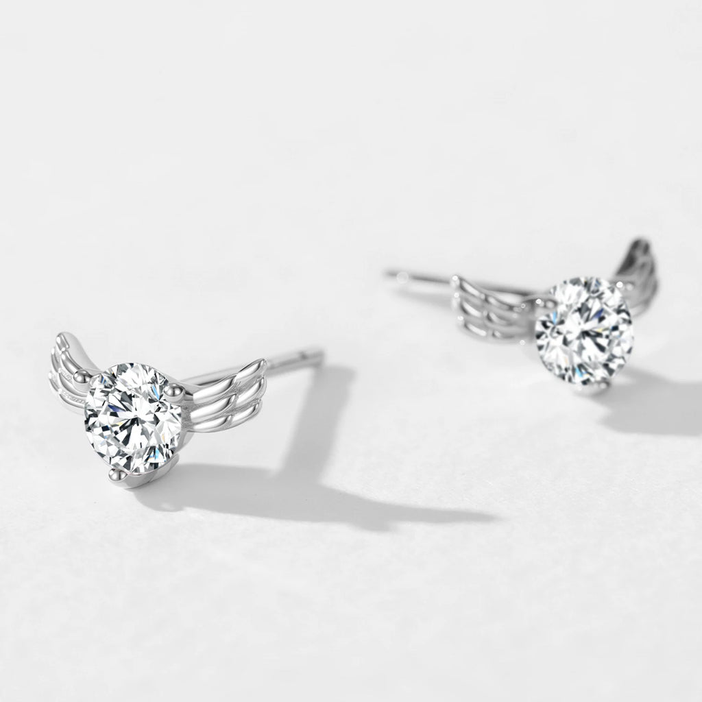 925 Sterling Silver Creative Angel Wings Stud