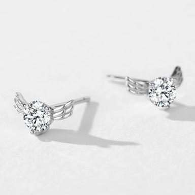925 Sterling Silver Creative Angel Wings Stud
