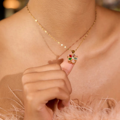 Fidget Spinner Flower Rotatable Pendant Necklace