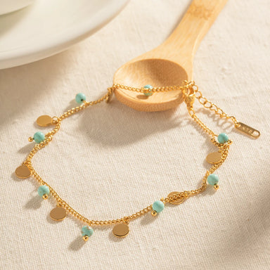 New Arrival Stainless Steel Anklet Beach Jewelry Gift Stainless Steel Turquoise Stone Pendant Seashell Charm Anklet