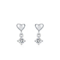 925 Sterling Silver Heart Shining Zircon Drop Earrings