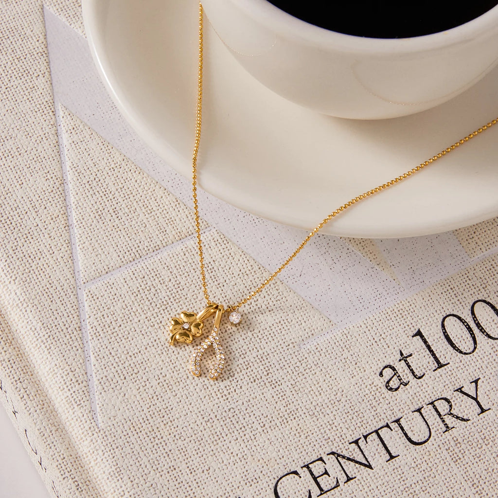 Wishbone Bead Chain Lucky Charms Necklace
