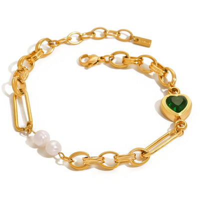 Pearl Green Heart Bracelets