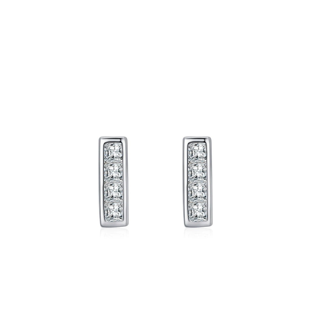 925 Sterling Silver Simple Rectangle Stud Earrings - Kimiko