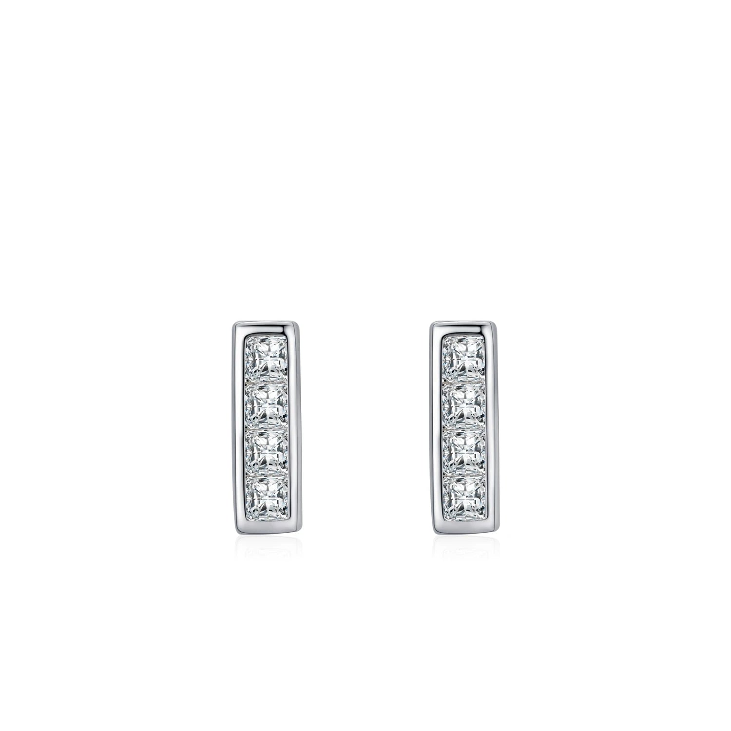 925 Sterling Silver Simple Rectangle Stud Earrings