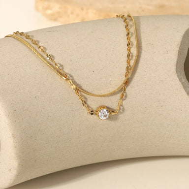 Trendy Metal Gold Jewelry Girlfriend Gift Stainless Steel Round Zircon Layered Bracelets for Women