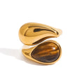 Tiger Eye Stone Drop Ring