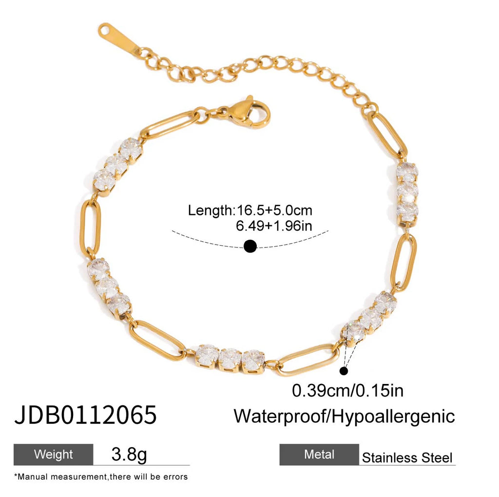 J&D Women's Ins Chain Minimalist Paper Clip Bracelet Circular Zircon Classic Gold Plated Sports Moissanite Bracelets Bangles