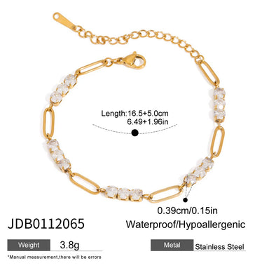 J&D Women's Ins Chain Minimalist Paper Clip Bracelet Circular Zircon Classic Gold Plated Sports Moissanite Bracelets Bangles