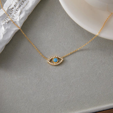 Blue Turquoise Devil's Eye Pendant Necklace for Women