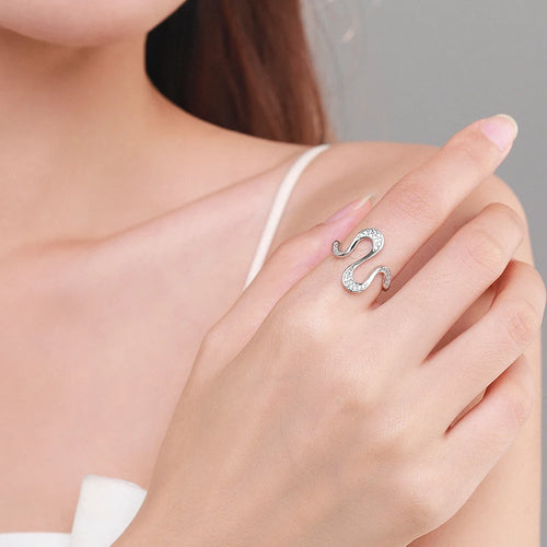 Ailmay Real 925 Sterling Silver Fashion Dazzling CZ Irregular Shape Finger Ring for Women Girls Party Accessories Jewelry