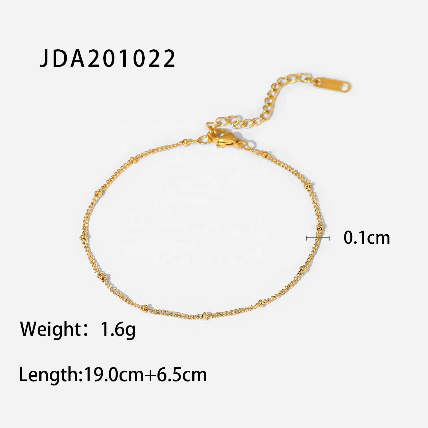 2022 Trendy 18K Gold Plated Stainless Steel Dainty Classic Beads Chain Anklets for Women Jewelry