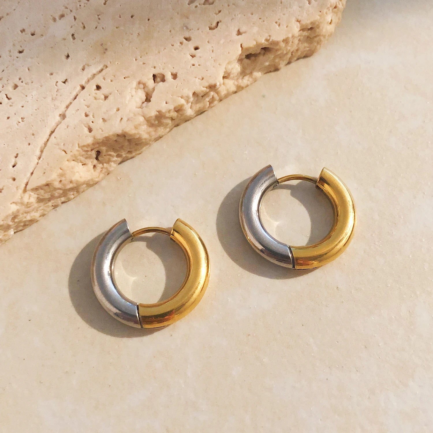 Dual tone Hoop Earrings