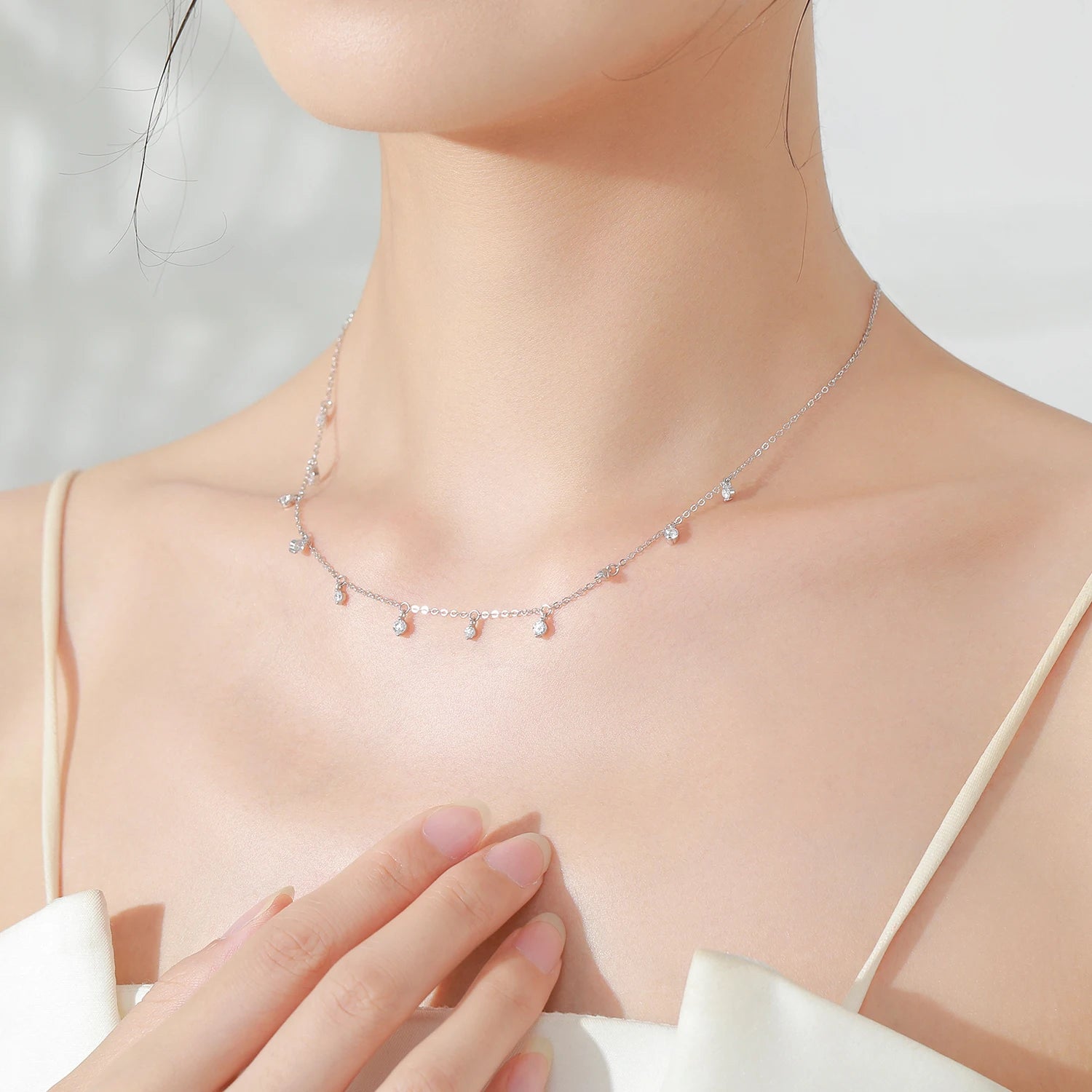 Vintage Mini Round Zircon Choker Necklace