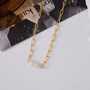 Freshwater Pearl Paperclip Chain Necklace